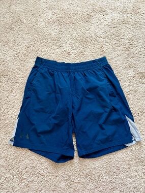 Under Armour Navy Blue Men's Athletic Shorts with Light Gray Panels